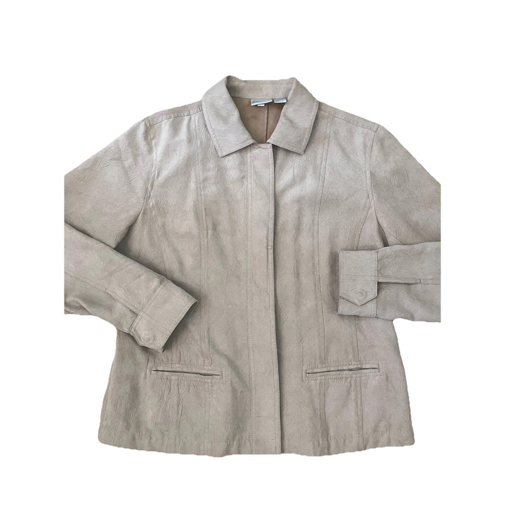 Y2k Chicos Jacket Sz 2 Brown Faux Suede Button Pockets grannycore